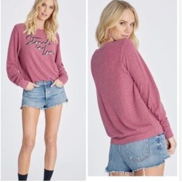 Wildfox Stoned in Love Graphic Baggy Jumper Top size Small - Picture 2 of 9